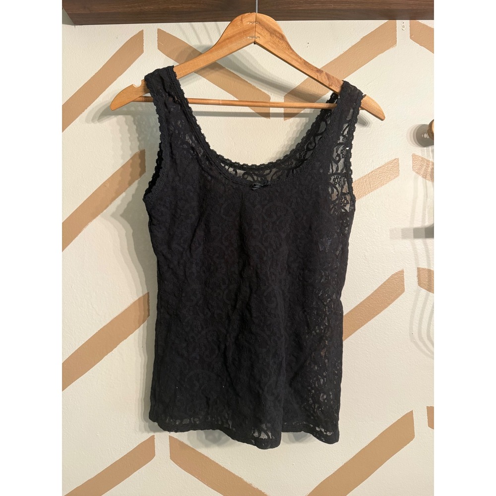 Maidenform Cami Women 34 Black Vintage Lace Sheer Private Affair ILGWU USA Made